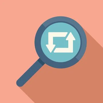 Repost magnifier icon flat vector. Repost chart Stock Illustration