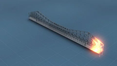 Representation of Bridge Construction in blueprint Stock Footage 145281238