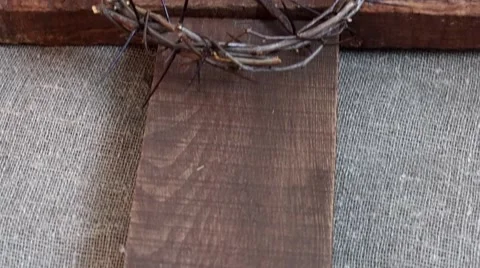 Representation of the crown of thorns and the cross of Jesus Christ Stock Footage 67186548