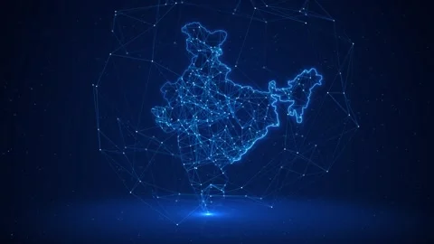 A representation India in digital wireframe network design style, connected Video stock 292903991
