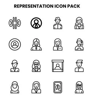 Representation Line Bundle Icons Pack Stock Illustration