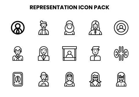 Representation Line Vector Icons Pack Stock Illustration