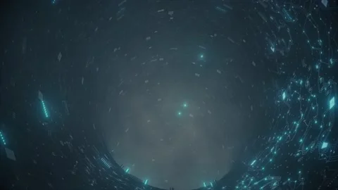 Representation of Sending Data Over Fiber Optic Internet Tunnel 4k Stock Footage 145350901