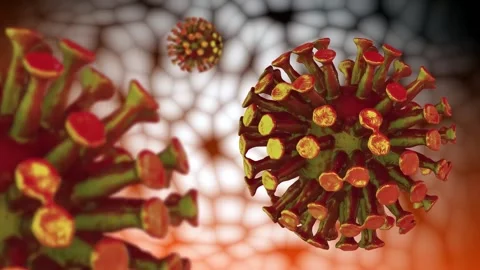 Representation of virus floating under the microscope Stock Footage 142021911