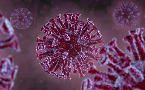 Representation of virus floating under the microscope Stock Footage 142111457