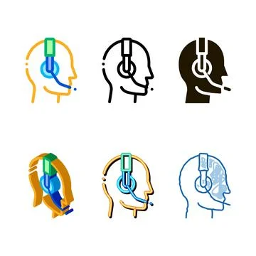 Representative help line mix icon vector outline Stock Illustration