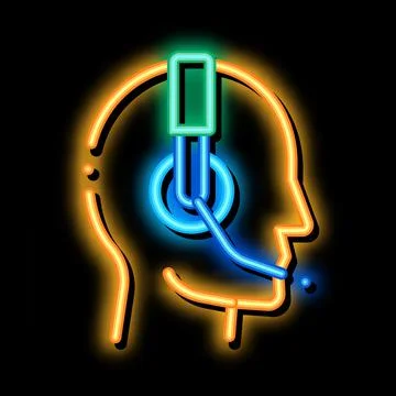 Representative help line neon glow icon illustration Stock Illustration