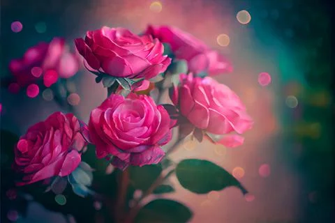 Representative rose love, valentines day february 14 render realistic Stock Illustration