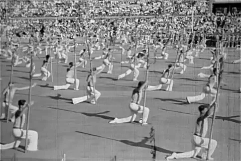 Representatives performs in stadium field - 1946 Stock Footage 86685112