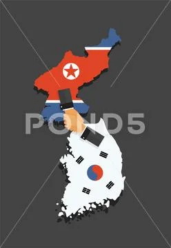 Representatives of the South and North Korea shake hands. Korea peace talks Stock Illustration