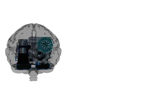 Representing Machine learning through a human brain 3d illustration and 3D re 스톡 일러스트