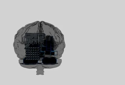 Representing Machine learning through a human brain 3d illustration and 3D re Stock Illustration
