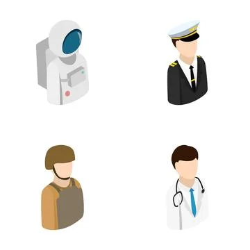 Representing various professional careers with isometric job avatars 스톡 일러스트