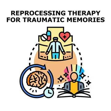 Reprocessing therapy for traumatic memories concept Stock Illustration