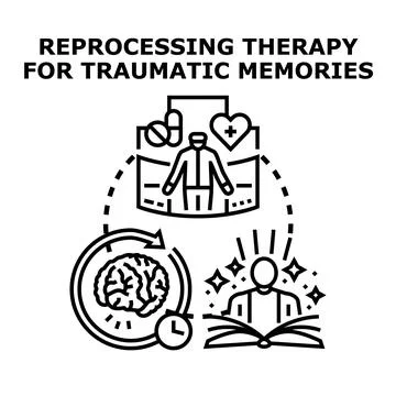 Reprocessing therapy for traumatic memories concept Stock Illustration