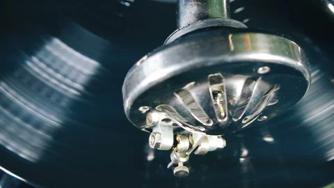 Reproduction of a phonograph record record player (top view) Video stock 91162689
