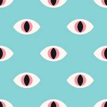 Reptile eyes seamless pattern on a mint background Illustrazione stock