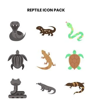 Reptile Flat Bundle Icons Pack Stock Illustration