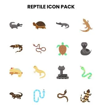 Reptile Flat Bundle Icons Pack Stock Illustration