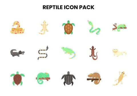 Reptile Flat Graphics Icons Pack Stock Illustration