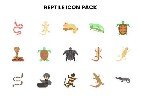 Reptile Flat Scalable Icons Pack Stock Illustration