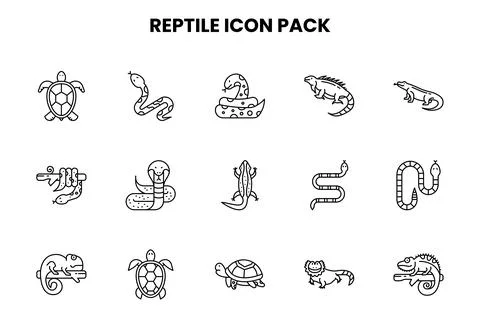 Reptile Line Vector Icons Pack Stock Illustration