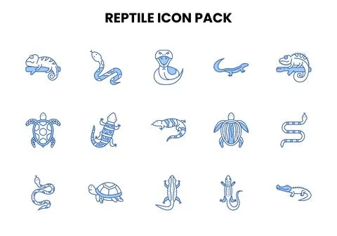 Reptile Two Color Blue Graphics Icons Pack Stock Illustration