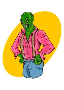 Reptilian character in comic style. Vector Illustration Ilustración de archivo