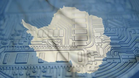 Republic of Antartide flag with Bitcoin Cryptocurrency Stock Footage 165900664