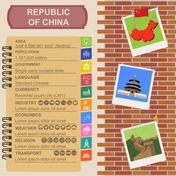 Republic of China  infographics, statistical data, sights Stock Illustration