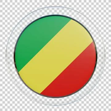 Republic of Congo 3d illustration flag on pole. Wood flagpole Stock Illustration