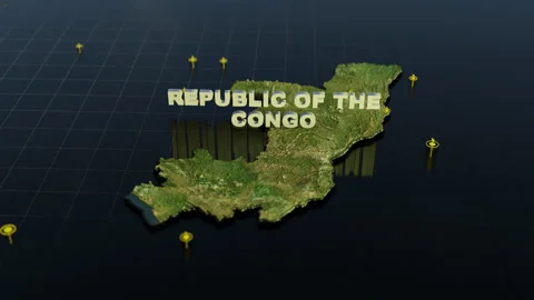 Republic of the Congo 3D Map With Animation Stock Footage 309444272