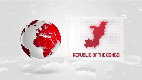 Republic of the Congo 4K Tech Map Beside Globe On White Background. Stock Footage 340016394