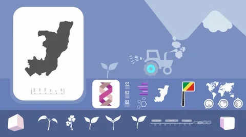 Republic of the Congo - Agriculture - Vector Animation - blue Video stock 61379087