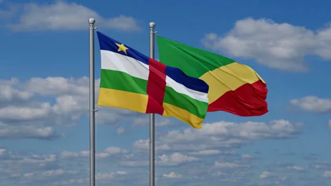 Republic of the Congo and Central African Republic two flags Stock Footage 288580506