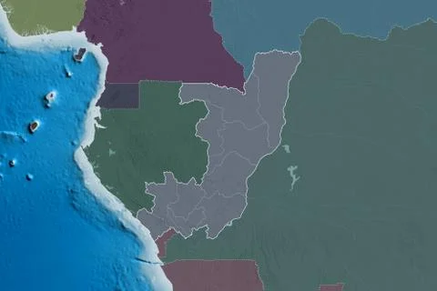 Republic of Congo borders. Administrative Stock Illustration