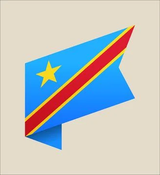 Republic congo corner flag vector illustration. Modern vibrant flag emblem .. Stock Illustration