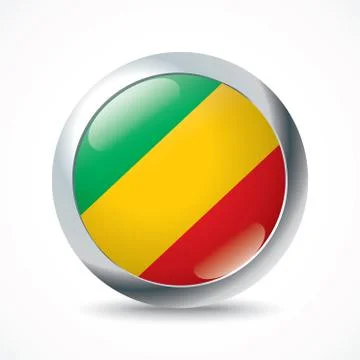 Republic of Congo flag button Stock Illustration