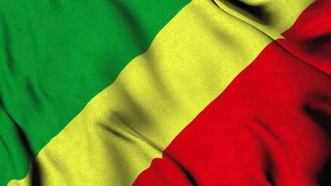 Republic of the Congo Flag with Diagonal Tricolor Stock Footage 314393568
