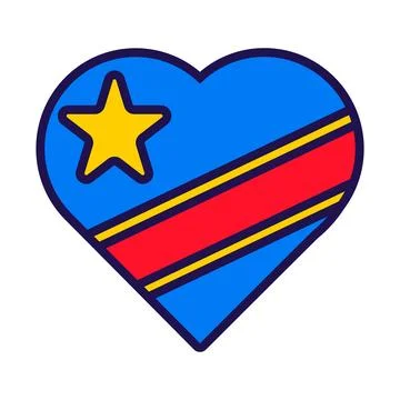 Republic of Congo Flag Festive Heart Outline Icon Stock Illustration
