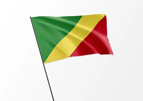 Republic of Congo flag flying high in the isolated background republic of Co Stock Illustration