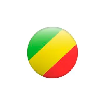 Republic of the Congo. Flag Glossy Button. Stock Illustration