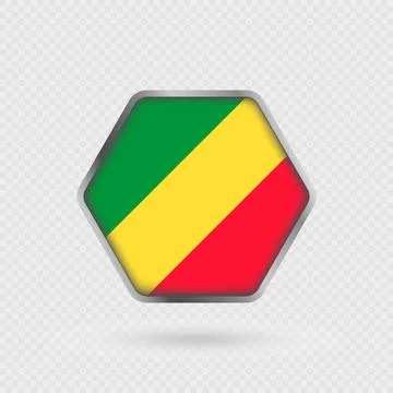 Republic of the Congo flag in a hexagon frame. Stock Illustration