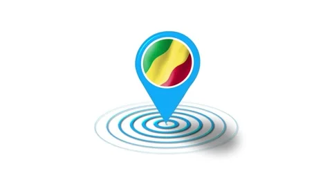 Republic of the Congo flag icon 3d GPS location tracking animation Stock Footage 264957836