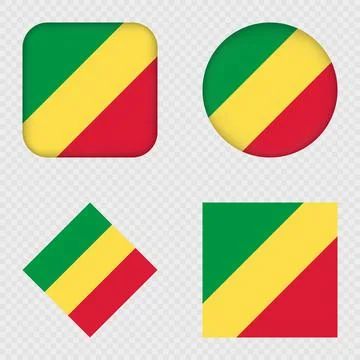 Republic of the Congo Flag Icons Pack. Vector illustration. Stock Illustration