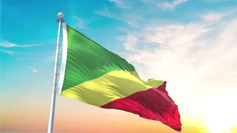 Republic of the congo flag loop Stock Footage 296476382