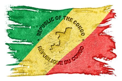 Republic of the Congo Flag with Map Brush Stroke Stock Photos