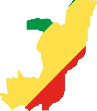 Republic of the Congo Flag in Map, Republic of the Congo Map with Flag, Cou.. Illustrazione stock