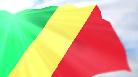 Republic of Congo Flag Seamless Loop 4k 60fps on Sky Background Stock Footage 340620349