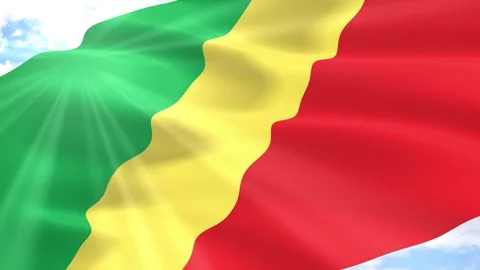 Republic of Congo Flag Seamless Loop 4k 60fps on Sky Background Stock Footage 341568236